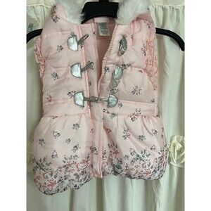 Little Lass Pink HoodedQuilted Floral Vest 6